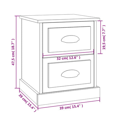 Sängbord Nattduksbord sonoma ek 39x39x47,5 cm