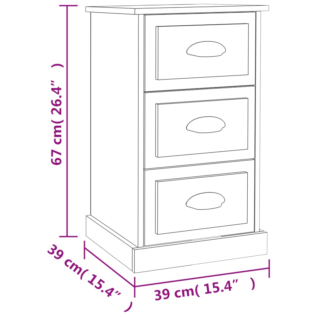 Sängbord Nattduksbord vit 39x39x67 cm