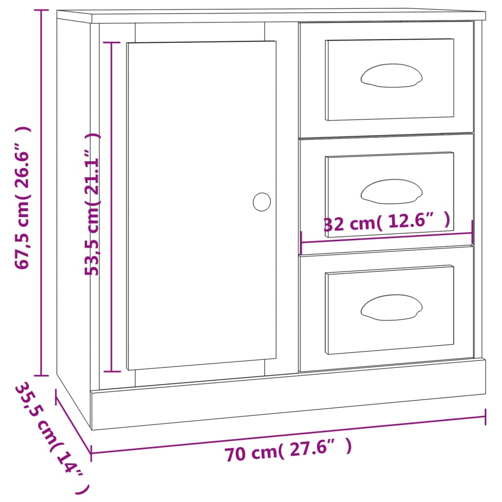 Förvaringsskåp vit 70x35,5x67,5 cm konstruerat trä