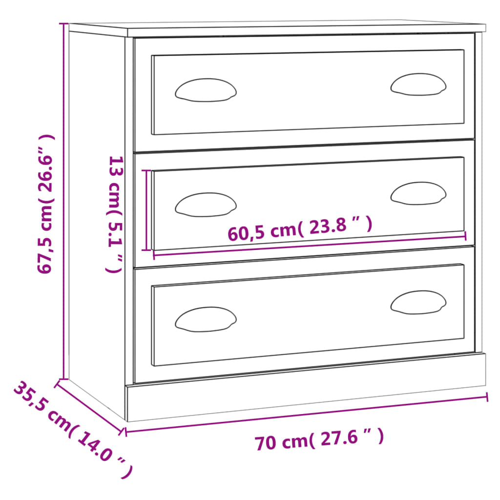 Förvaringsskåp vit 70x35,5x67,5 cm konstruerat trä