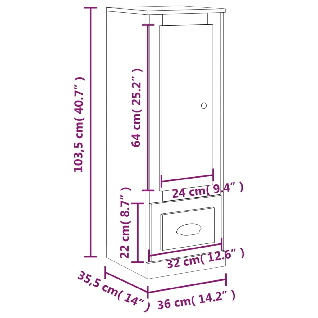 Skåp vit 36x35,5x103,5 cm