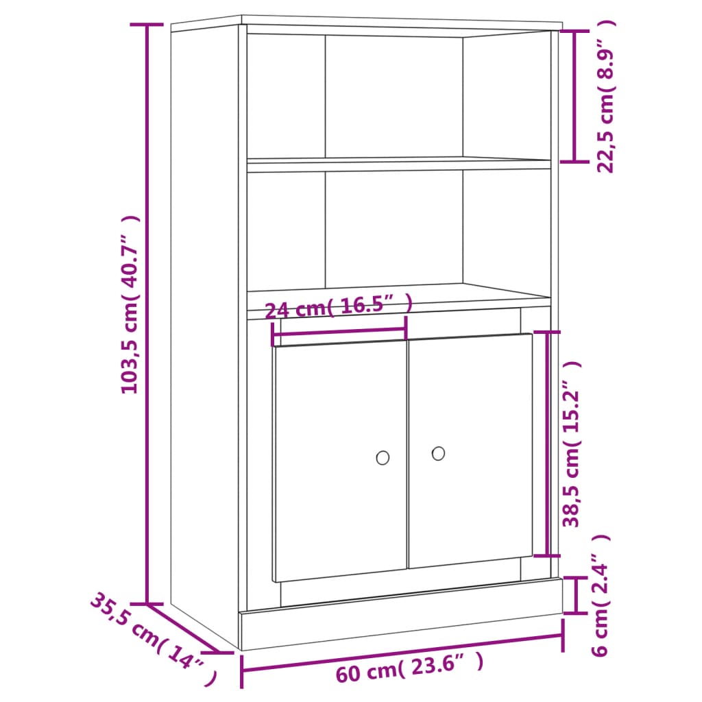 Skåp vit 60x35,5x103,5 cm