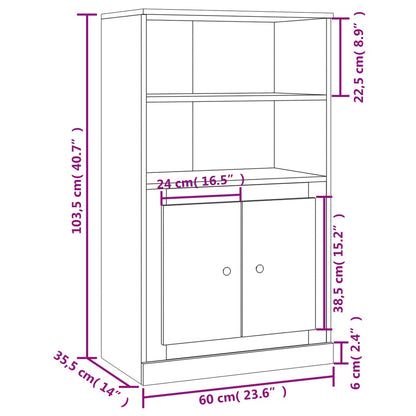 Högskåp vit högglans 60x35,5x103,5 cm konstruerat trä