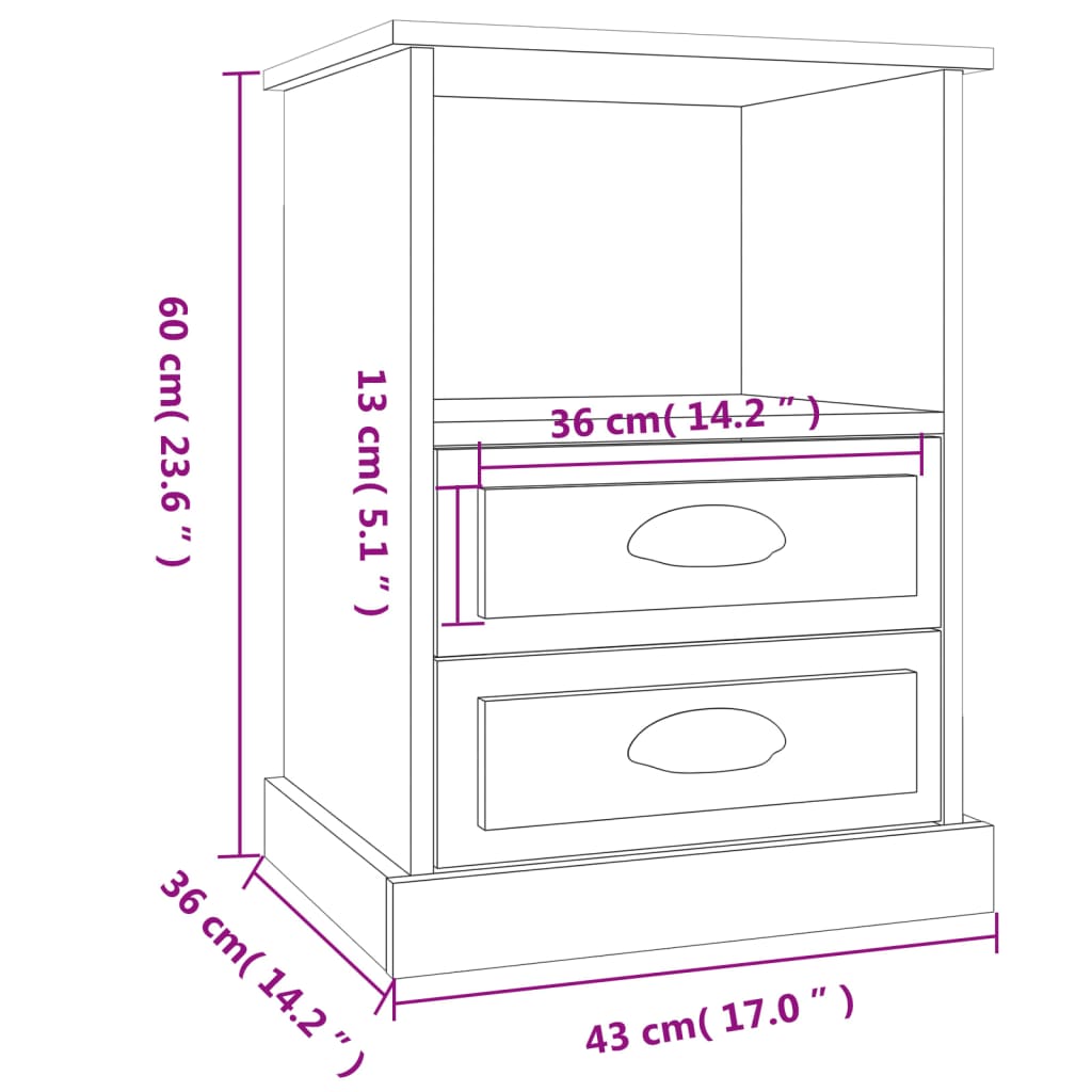 Sängbord Nattduksbord vit 43x36x60 cm