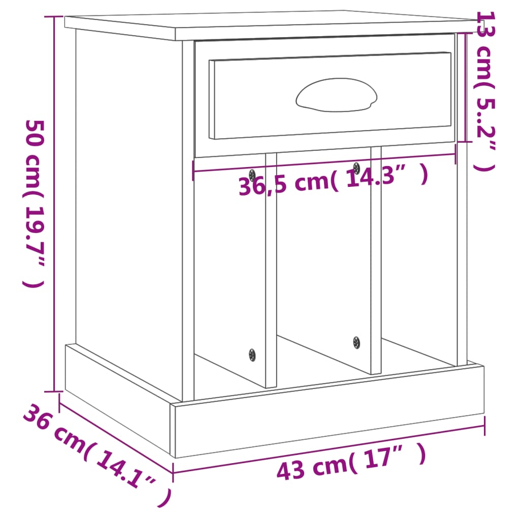 Sängbord Nattduksbord vit 43x36x50 cm