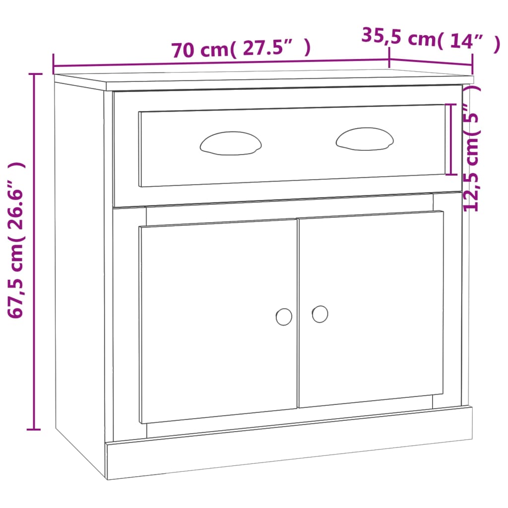 Förvaringsskåp vit 70x35,5x67,5 cm konstruerat trä