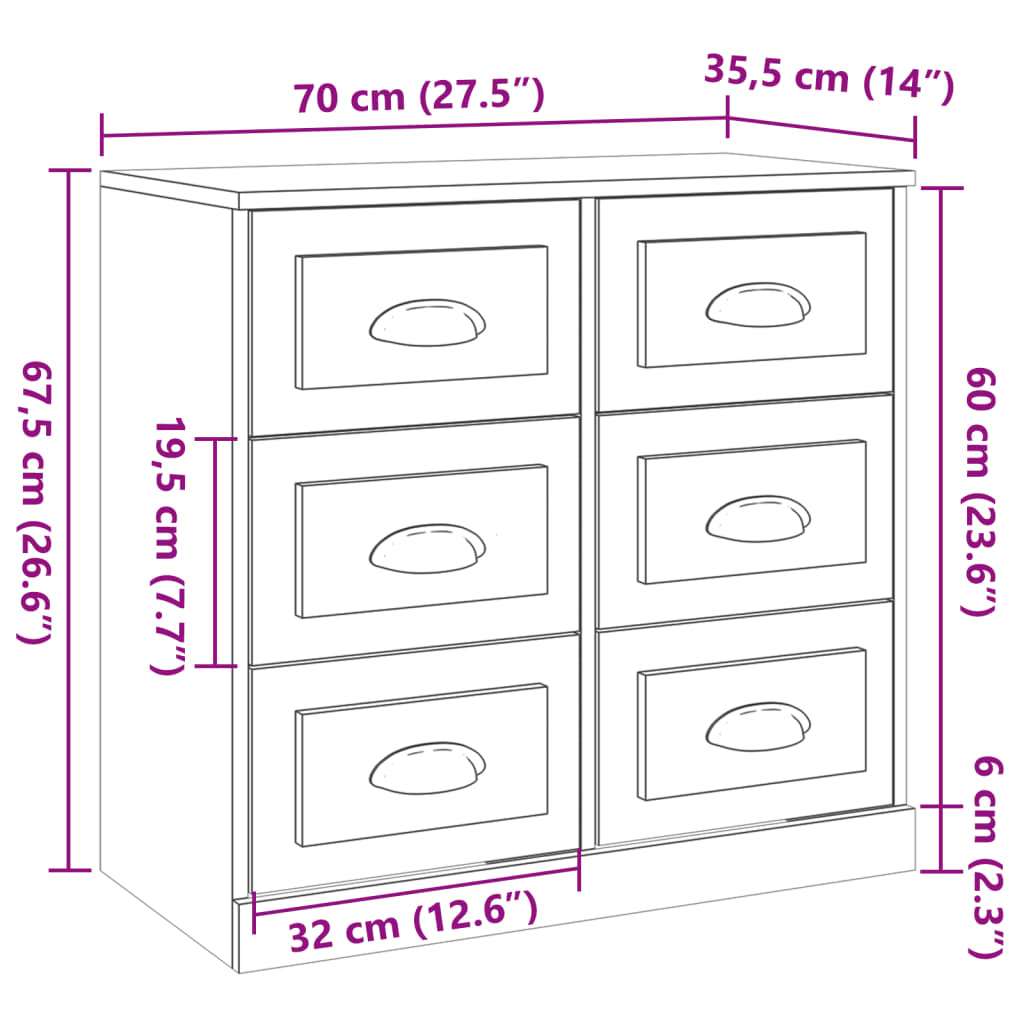 Förvaringsskåp svart 70x35,5x67,5 cm konstruerat trä