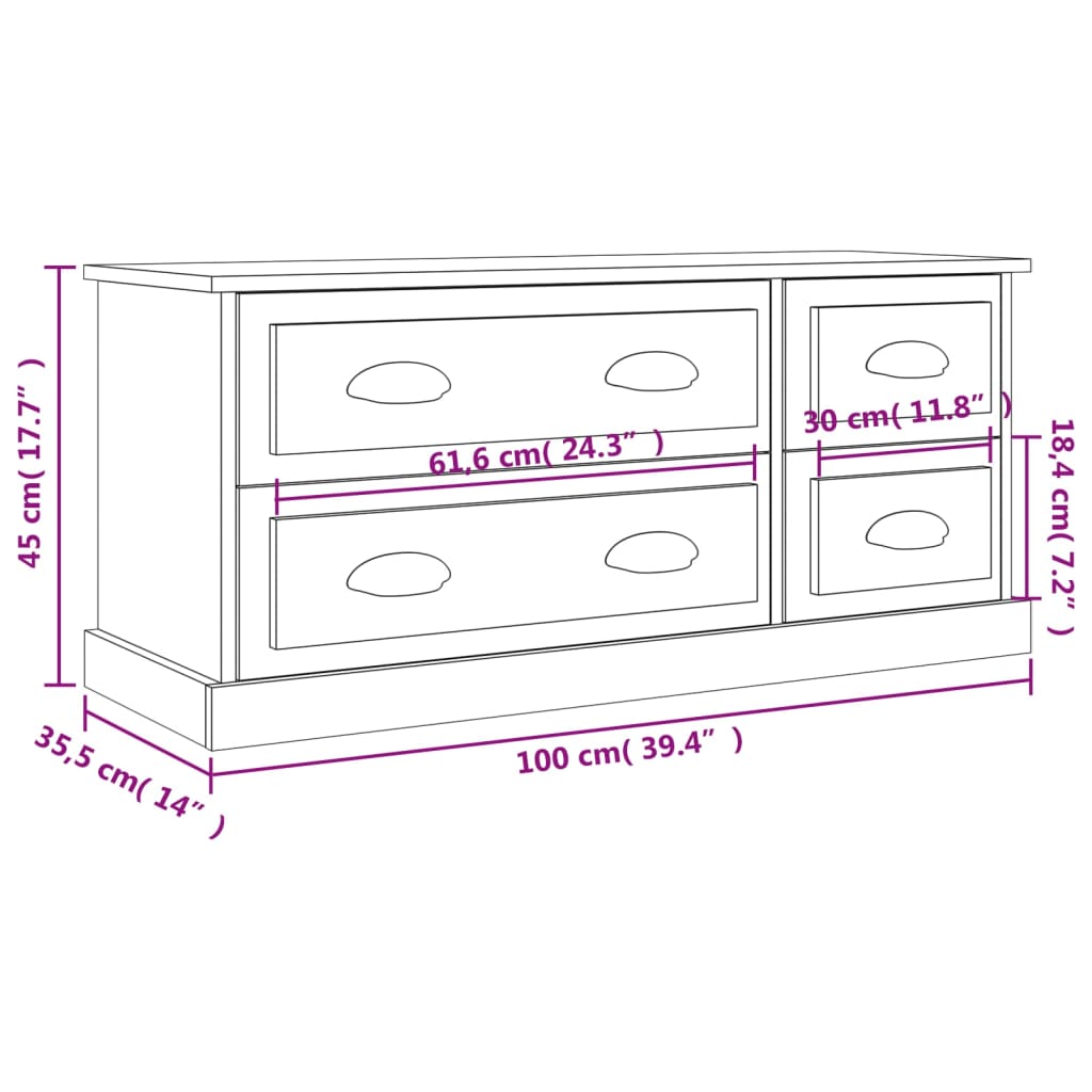 TV-möbel vit TV-skåp 100x35,5x45 cm