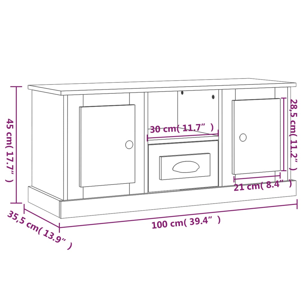 TV-möbel vit TV-skåp 100x35,5x45 cm