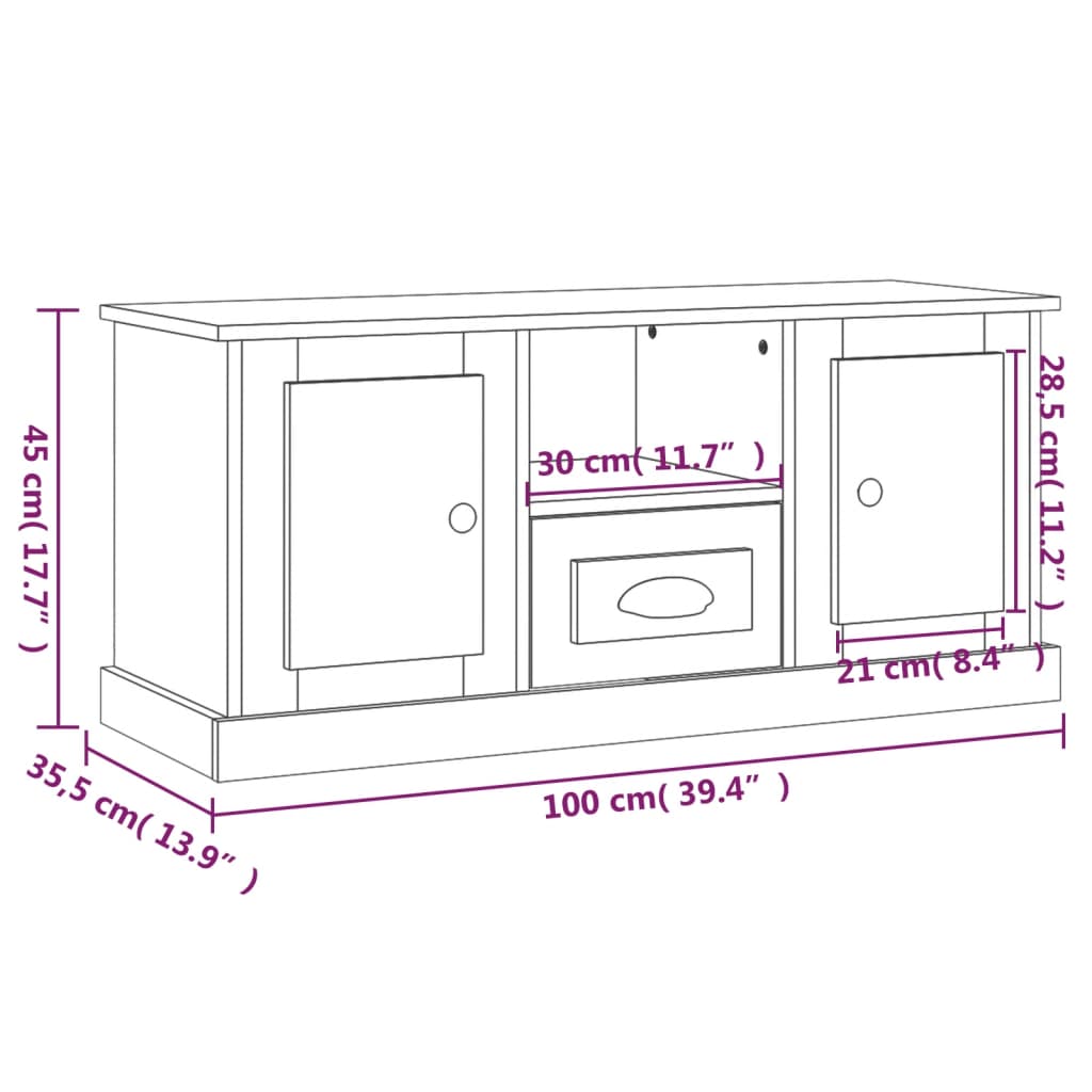 TV-möbel sonoma ek TV-bänk 100x35,5x45 cm