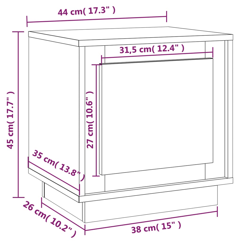 Sängbord Nattduksbord vit 44x35x45 cm