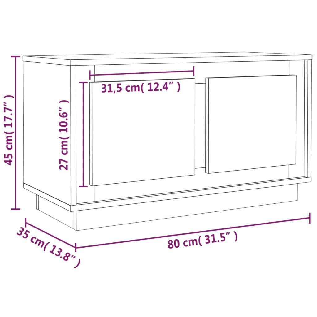 TV-möbel vit högglans TV-bänk 80x35x45 cm