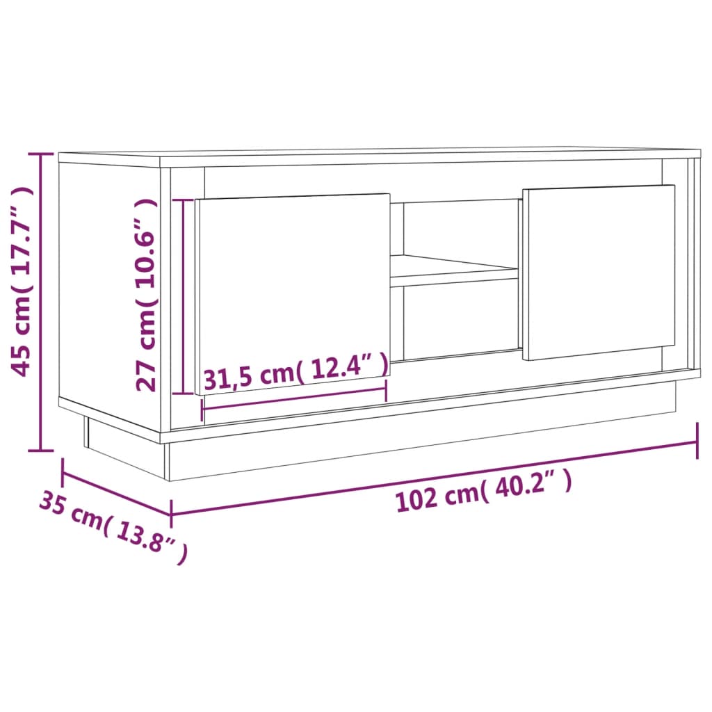 TV-möbel vit TV-bänk 102x35x45 cm