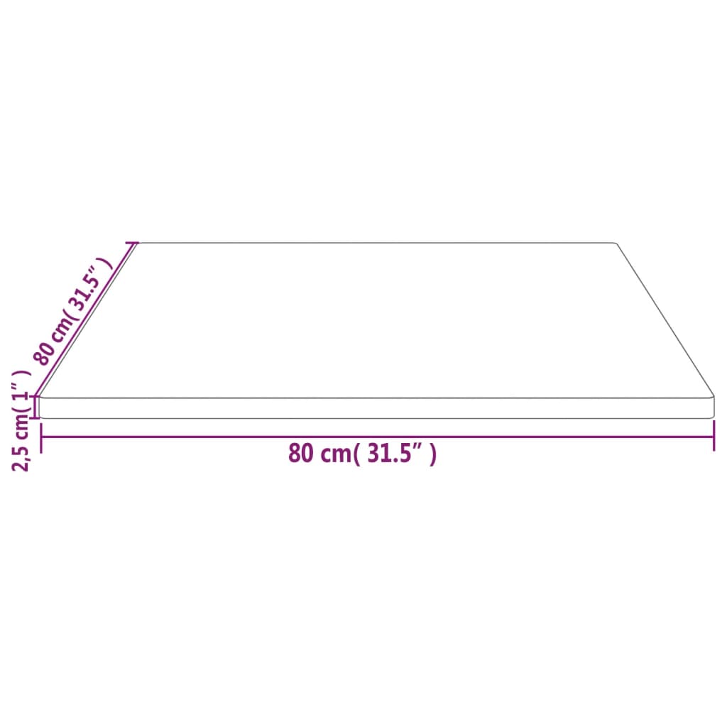 Pöytälevy valkoinen 80x80x2,5 cm massiivimänty neliö