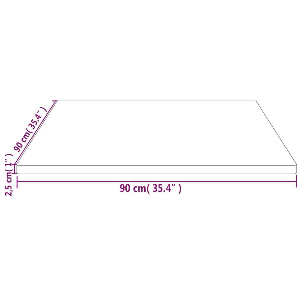 Pöytälevy valkoinen 90x90x2,5 cm massiivimänty neliö