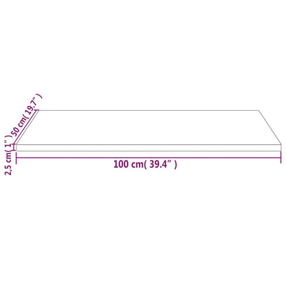 Pöytälevy valkoinen 100x50x2,5 cm massiivimänty suorakaiteen muotoinen