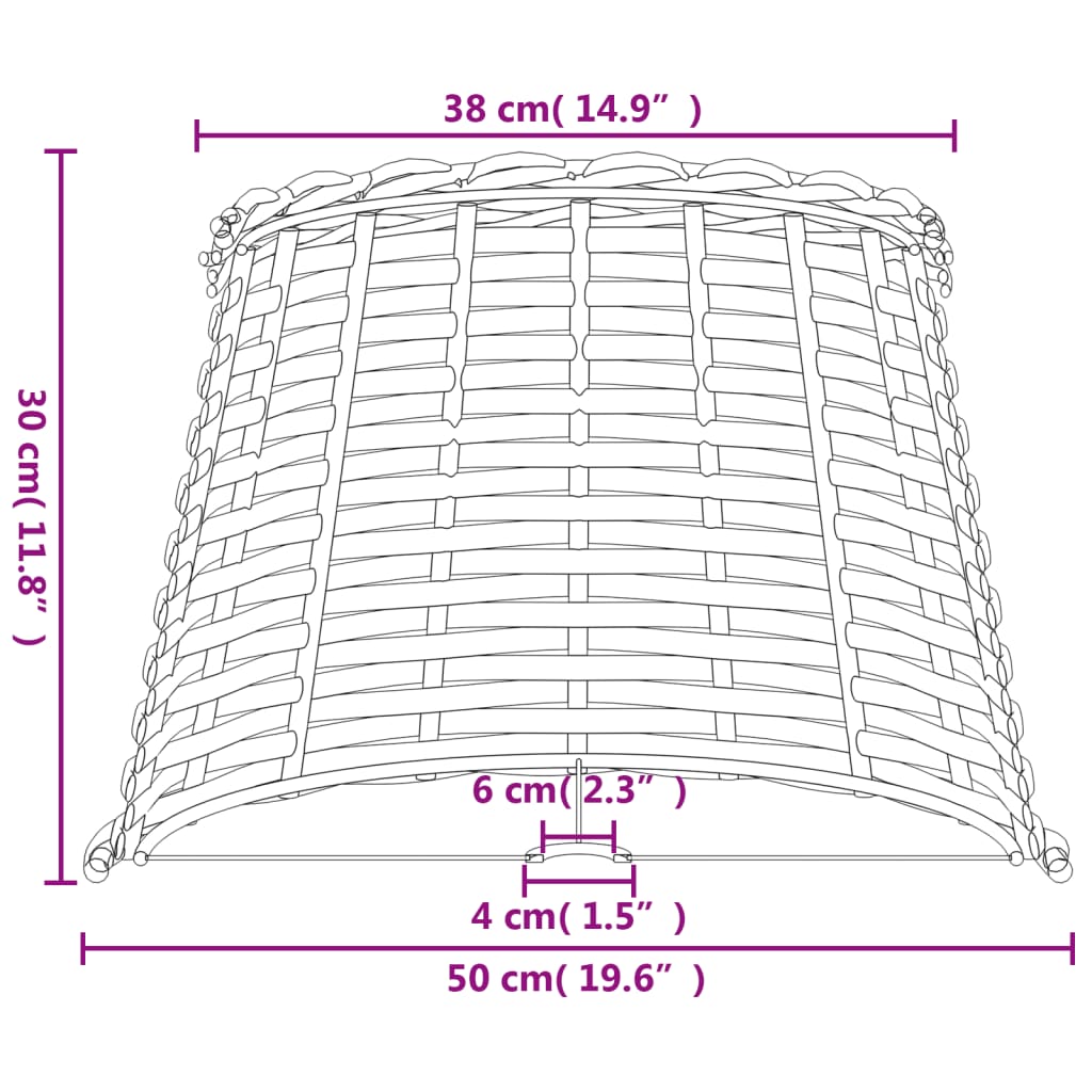 Lampskärm vit Ø50x20 cm korgmaterial