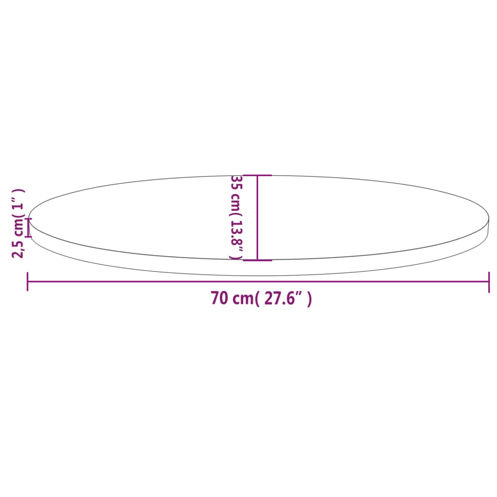 Bordsskiva massiv furu natur 70x35x2,5 cm oval