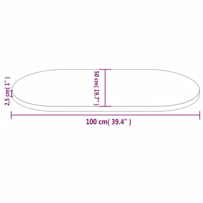 Pöytälevy valkoinen 100x50x2,5 cm soikea massiivimänty