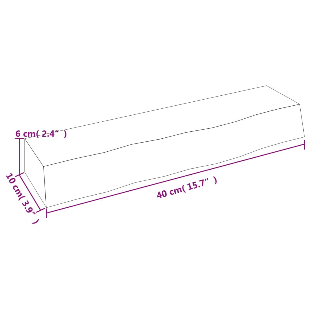 Hyllplan 40x10x6 cm obehandlad massiv ek