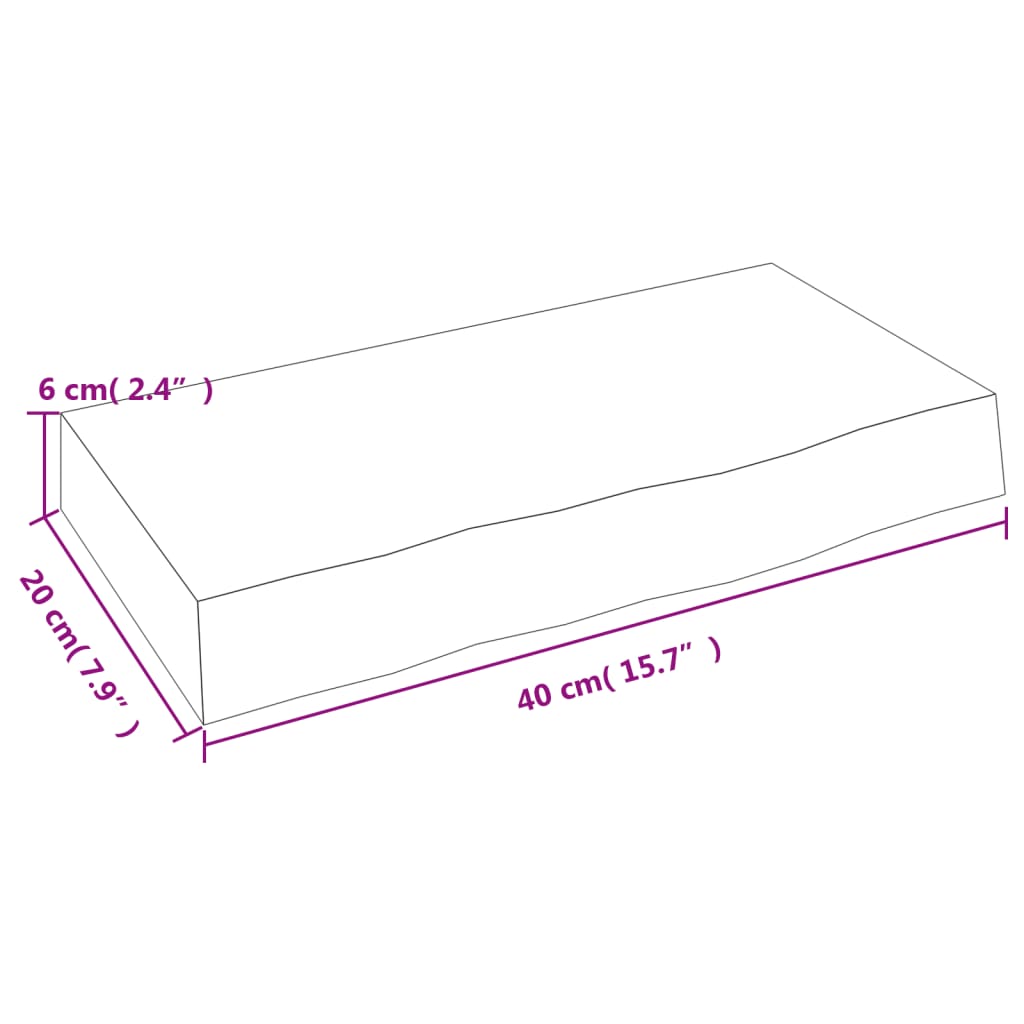 Hyllplan 40x20x6 cm obehandlad massiv ek