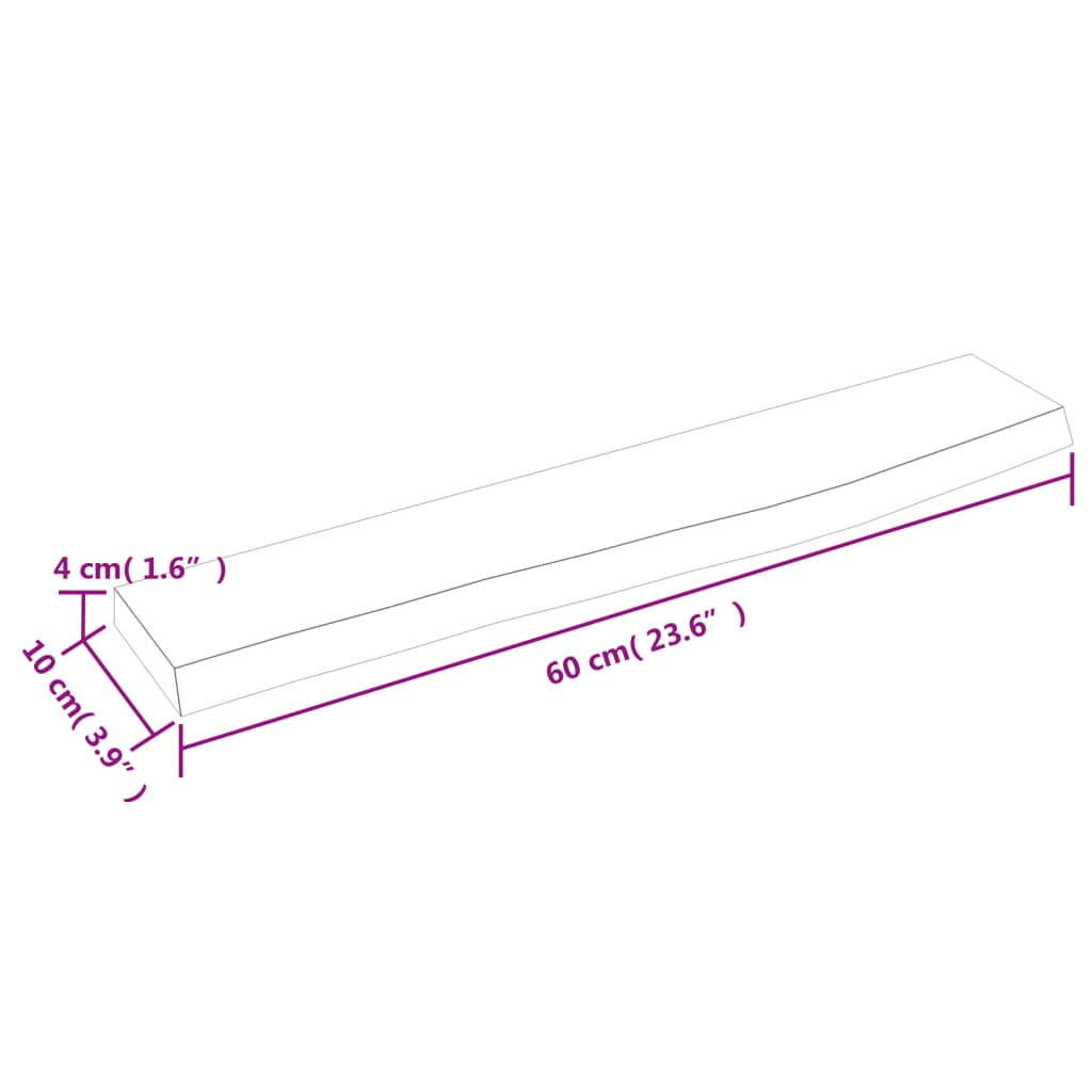 Hyllplan 60x10x4 cm obehandlad massiv ek