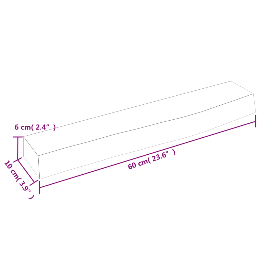 Hyllplan 60x10x6 cm obehandlad massiv ek