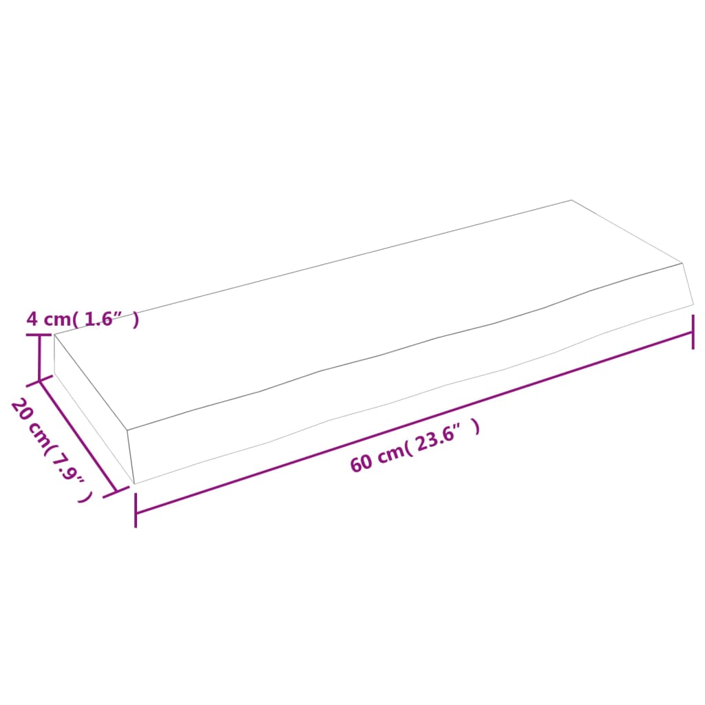 Hyllplan 60x20x4 cm obehandlad massiv ek