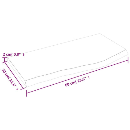 Hyllplan 60x30x2 cm obehandlad massiv ek