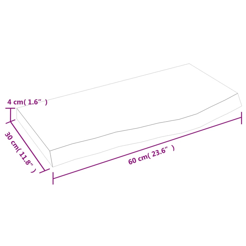 Hyllplan 60x30x(2-4) cm obehandlad massiv ek