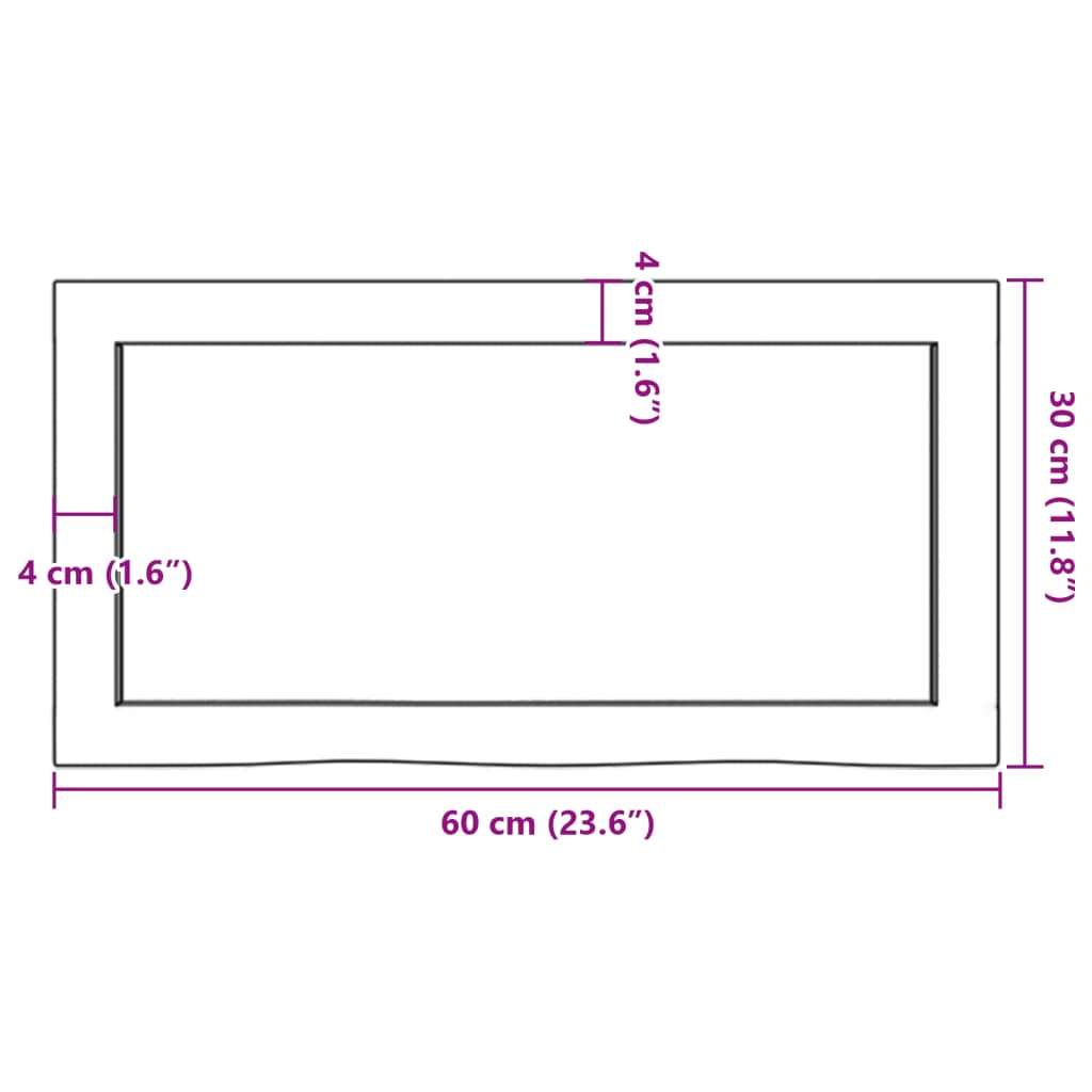 Hyllplan 60x30x(2-4) cm obehandlad massiv ek