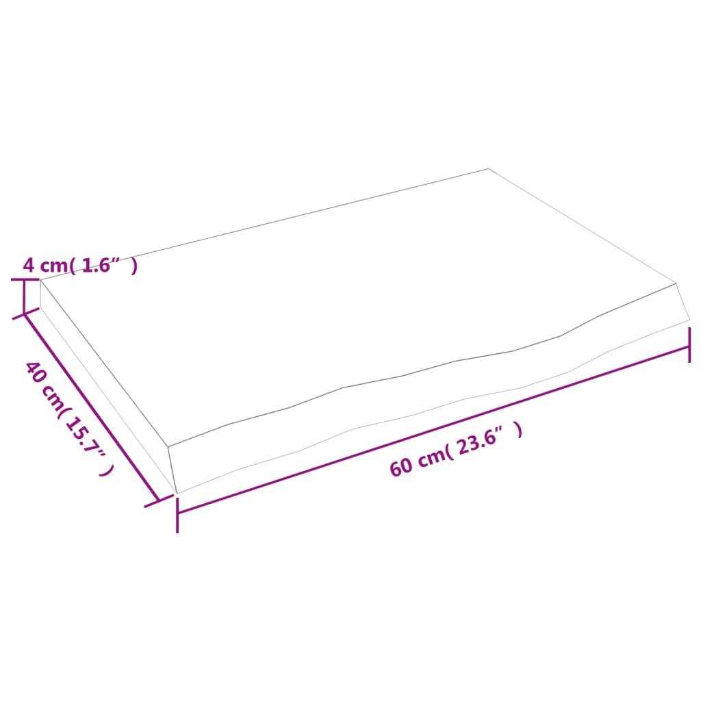 Hyllplan 60x40x(2-4) cm obehandlad massiv ek