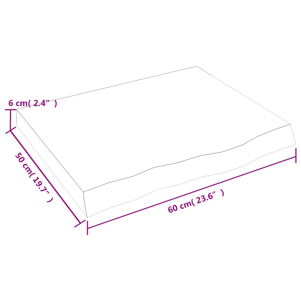 Hyllplan 60x50x(2-6) cm obehandlad massiv ek