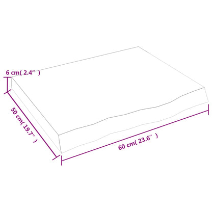 Hyllplan 60x50x(2-6) cm obehandlad massiv ek