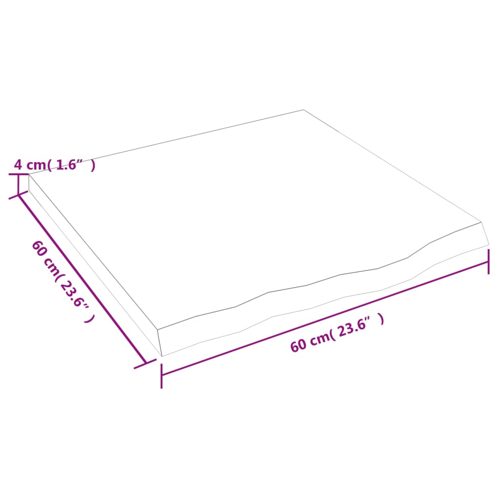 Hyllplan 60x60x(2-4) cm obehandlad massiv ek