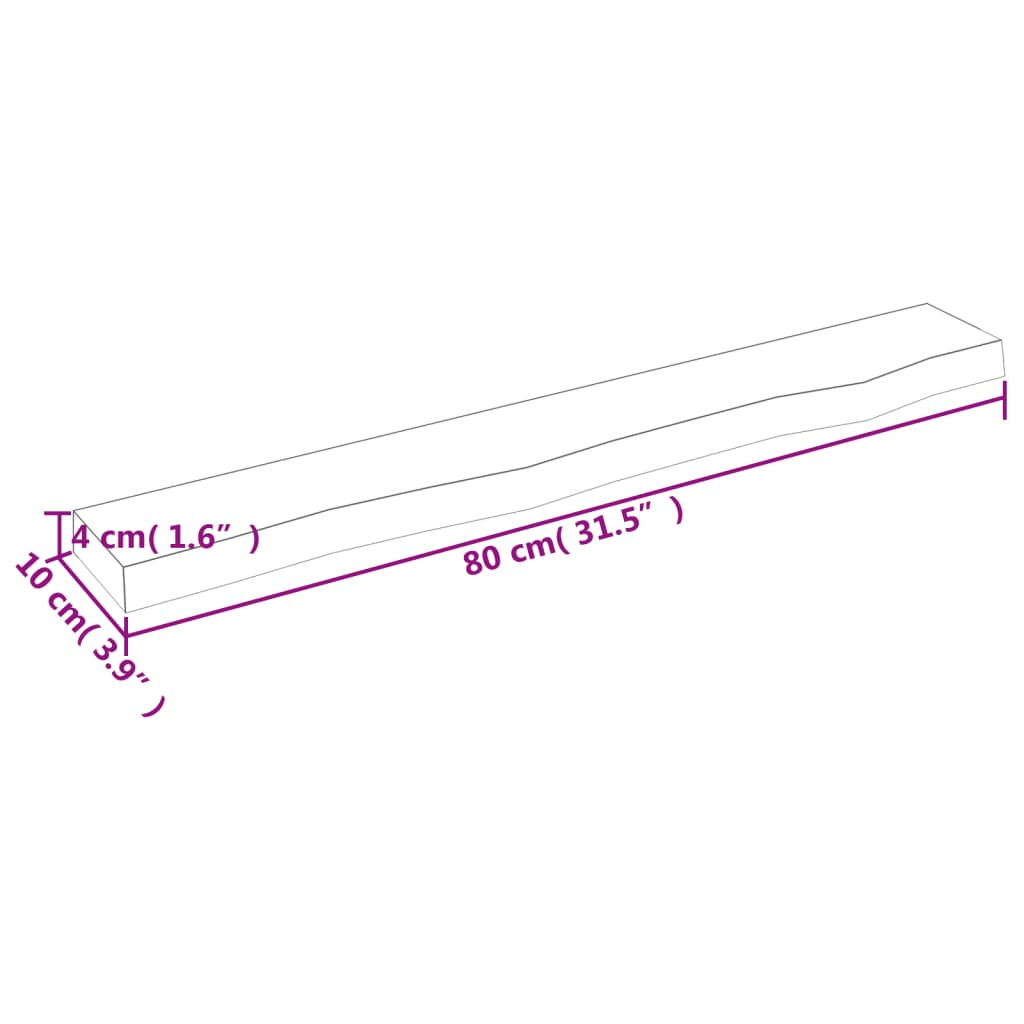 Hyllplan 80x10x4 cm obehandlad massiv ek