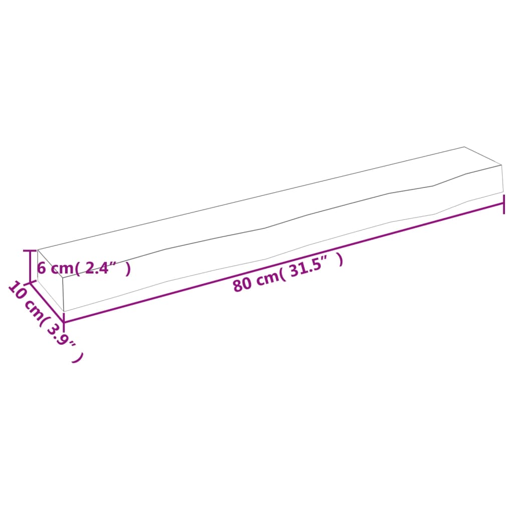 Hyllplan 80x10x6 cm obehandlad massiv ek