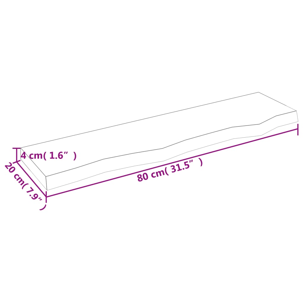 Hyllplan 80x20x4 cm obehandlad massiv ek