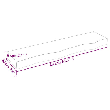 Hyllplan 80x20x6 cm obehandlad massiv ek