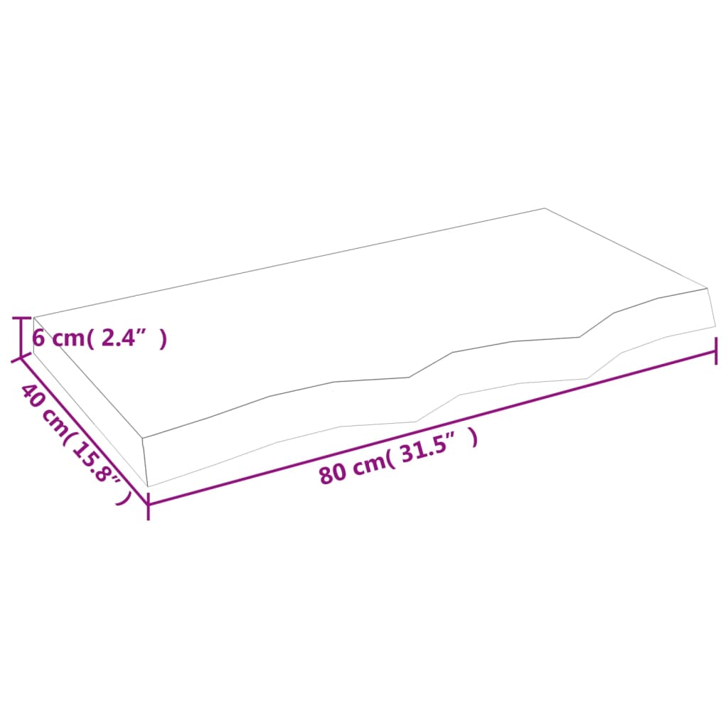 Hyllplan 80x40x(2-6) cm obehandlad massiv ek