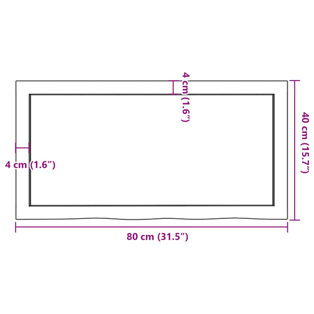 Hyllplan 80x40x(2-6) cm obehandlad massiv ek