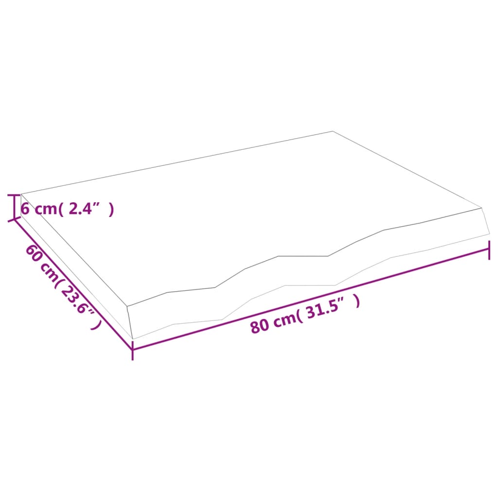 Hyllplan 80x60x(2-6) cm obehandlad massiv ek