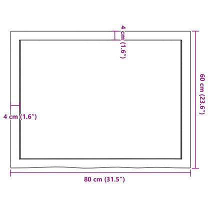 Hyllplan 80x60x(2-6) cm obehandlad massiv ek