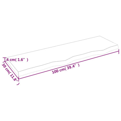 Hylly 100x30x(2-4) cm käsittelemätöntä massiivitammea