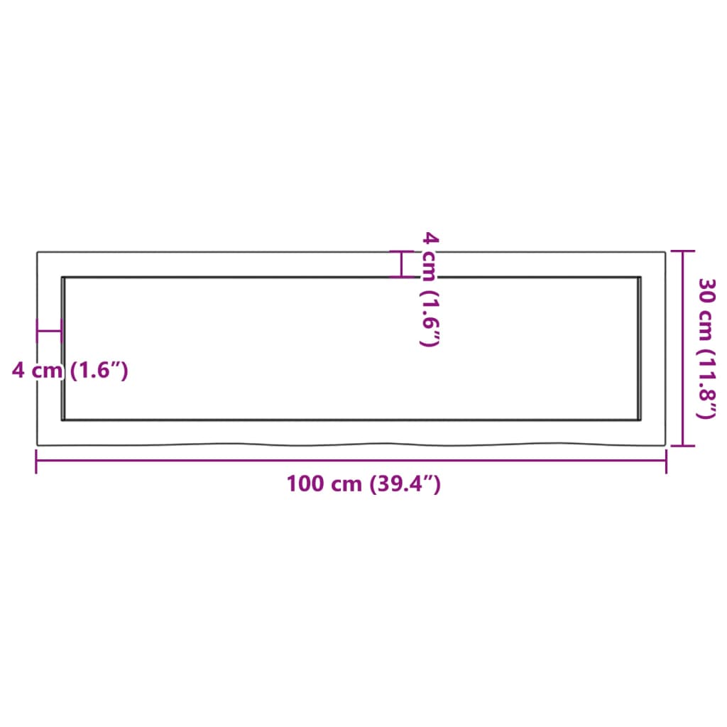 Hylly 100x30x(2-4) cm käsittelemätöntä massiivitammea