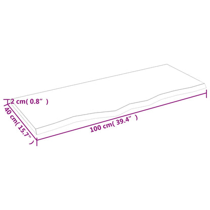 Hylly 100x40x2 cm käsittelemätöntä massiivitammea