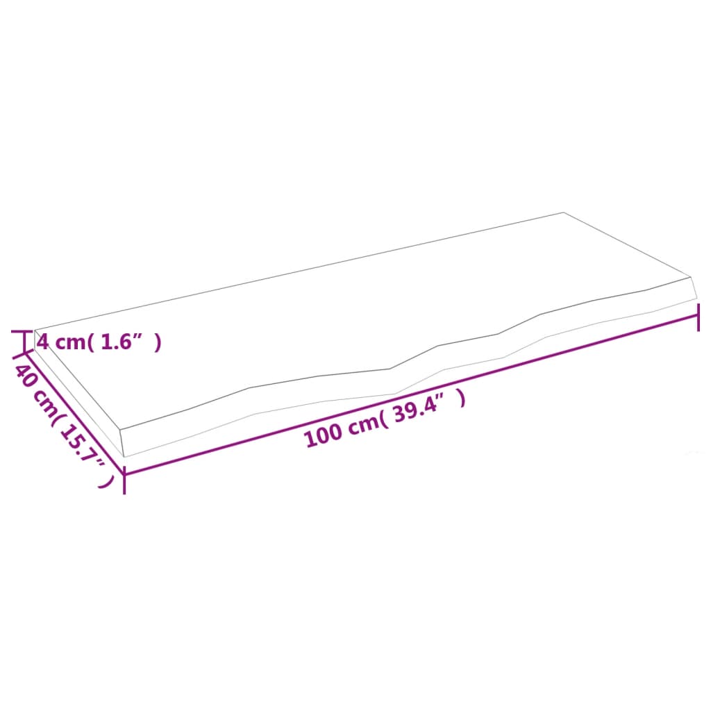 Hylly 100x40x(2-4) cm käsittelemätöntä massiivitammea