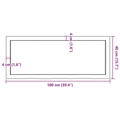 Hylly 100x40x(2-4) cm käsittelemätöntä massiivitammea