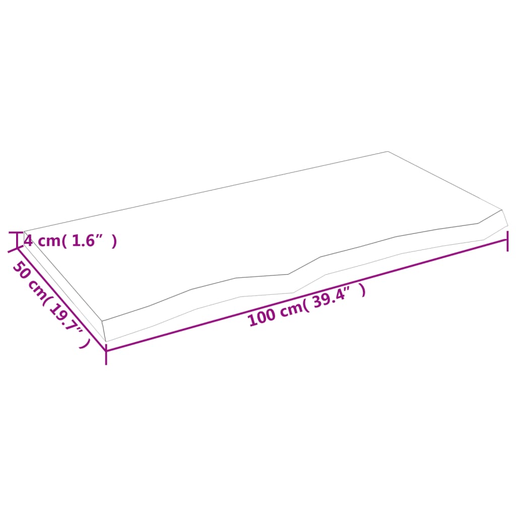 Hylly 100x50x(2-4) cm käsittelemätöntä massiivitammea