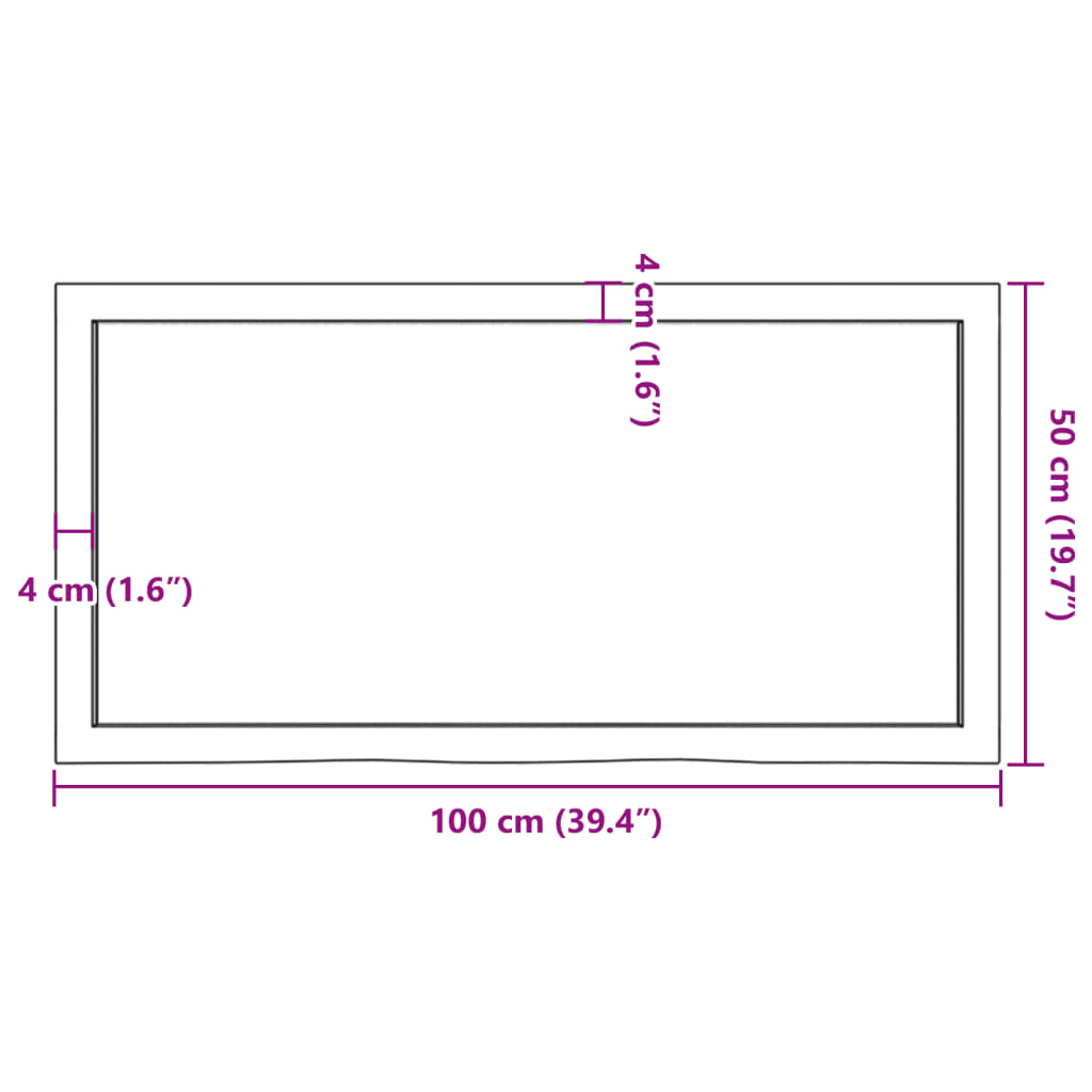 Hylly 100x50x(2-4) cm käsittelemätöntä massiivitammea